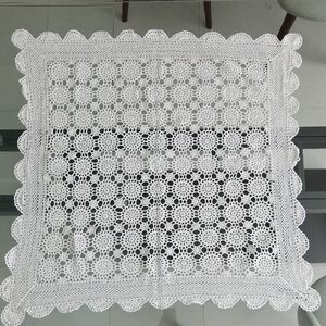 Handmade White Crochet Lace Tablecloth